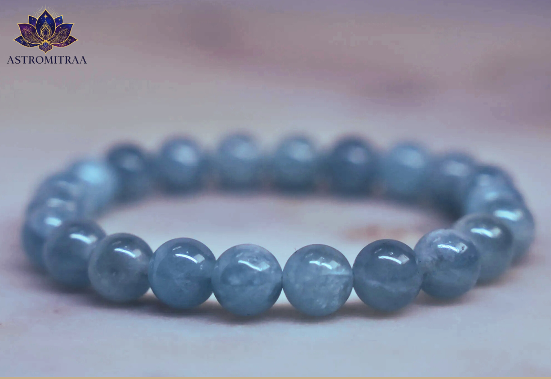 Natural Aquamarine Bracelet - 8mm (With Certificate)