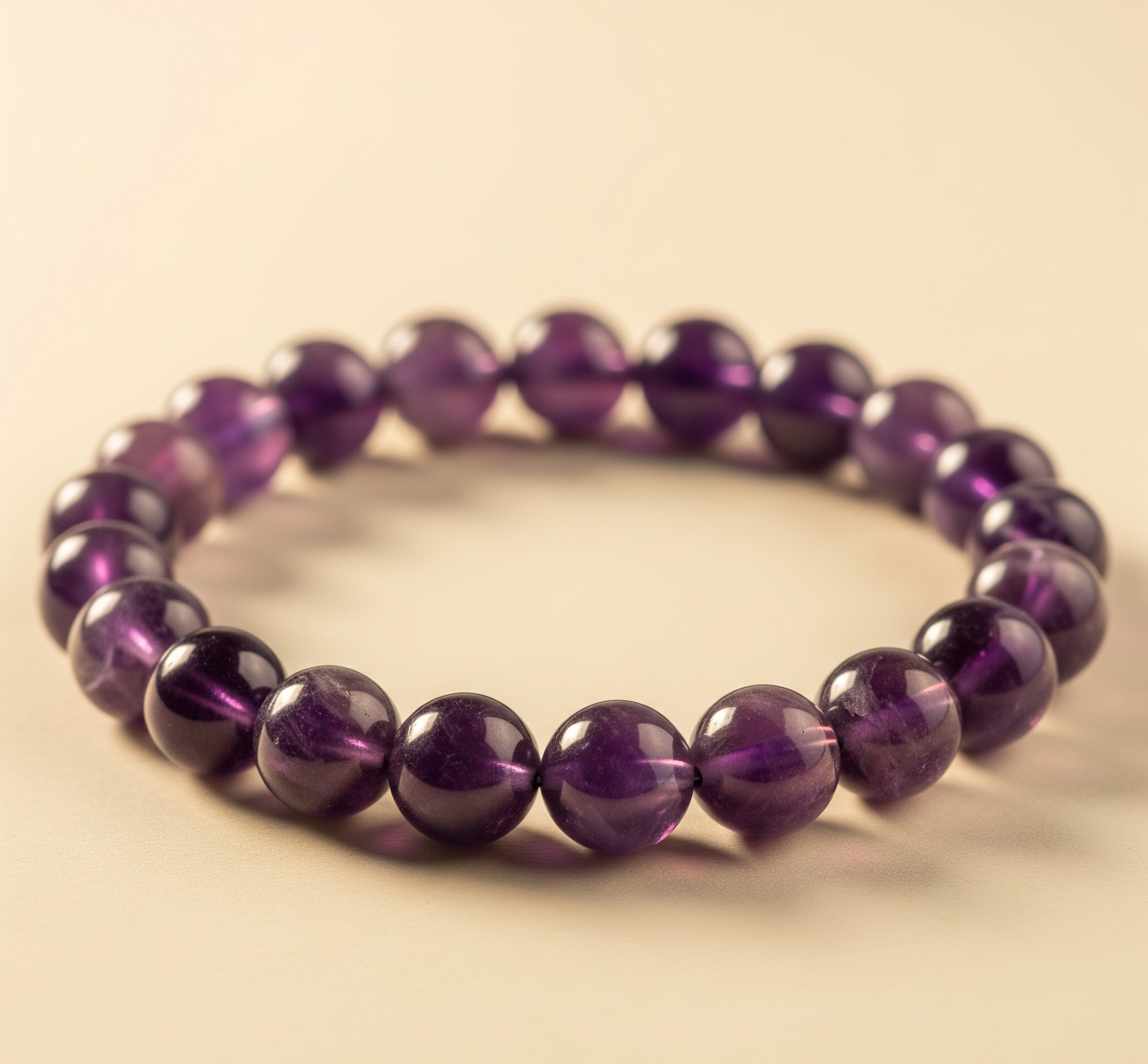 Natural Amethyst Bracelet - 8mm (With Certificate)