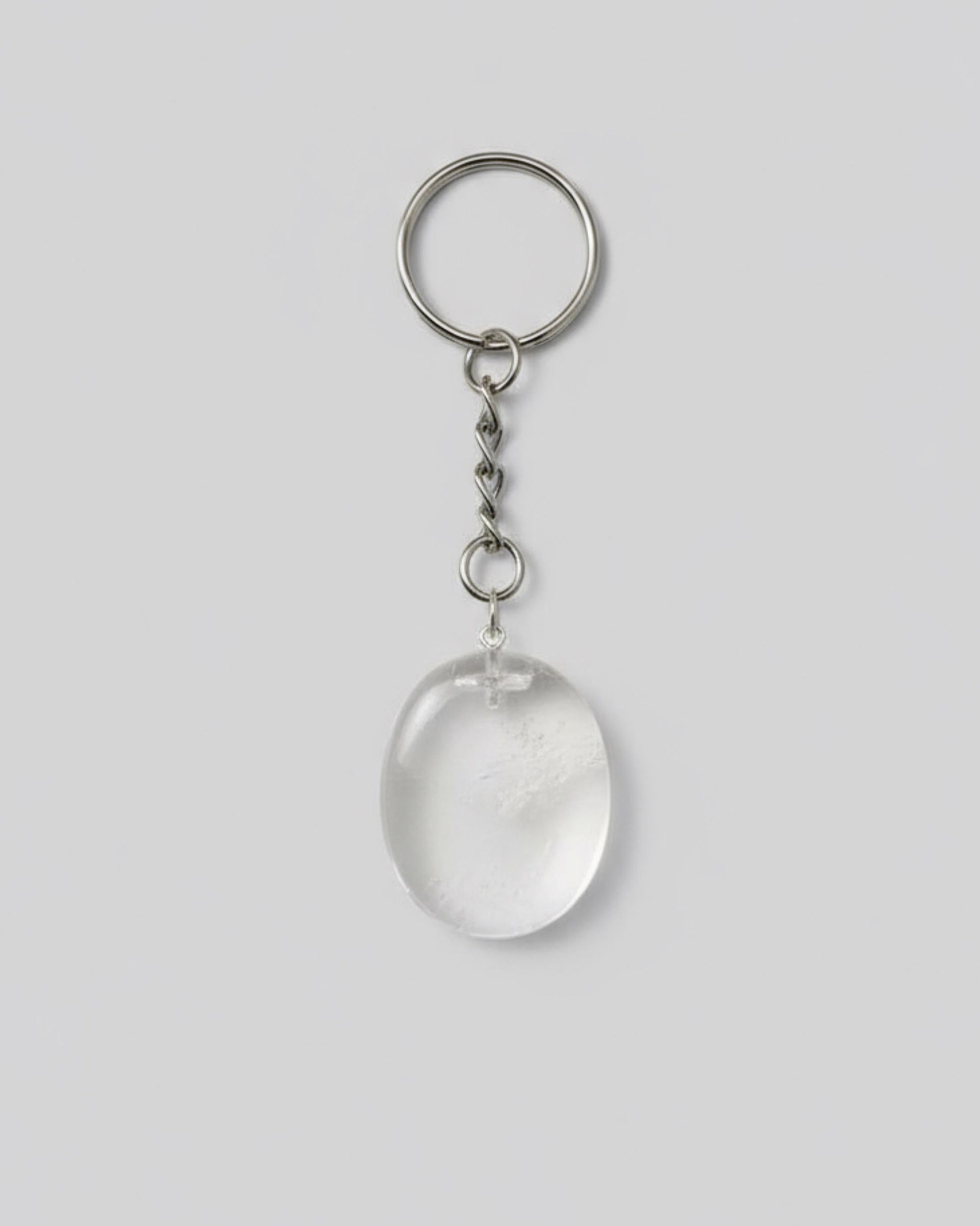 Crystal Quartz Worry Stone keychain