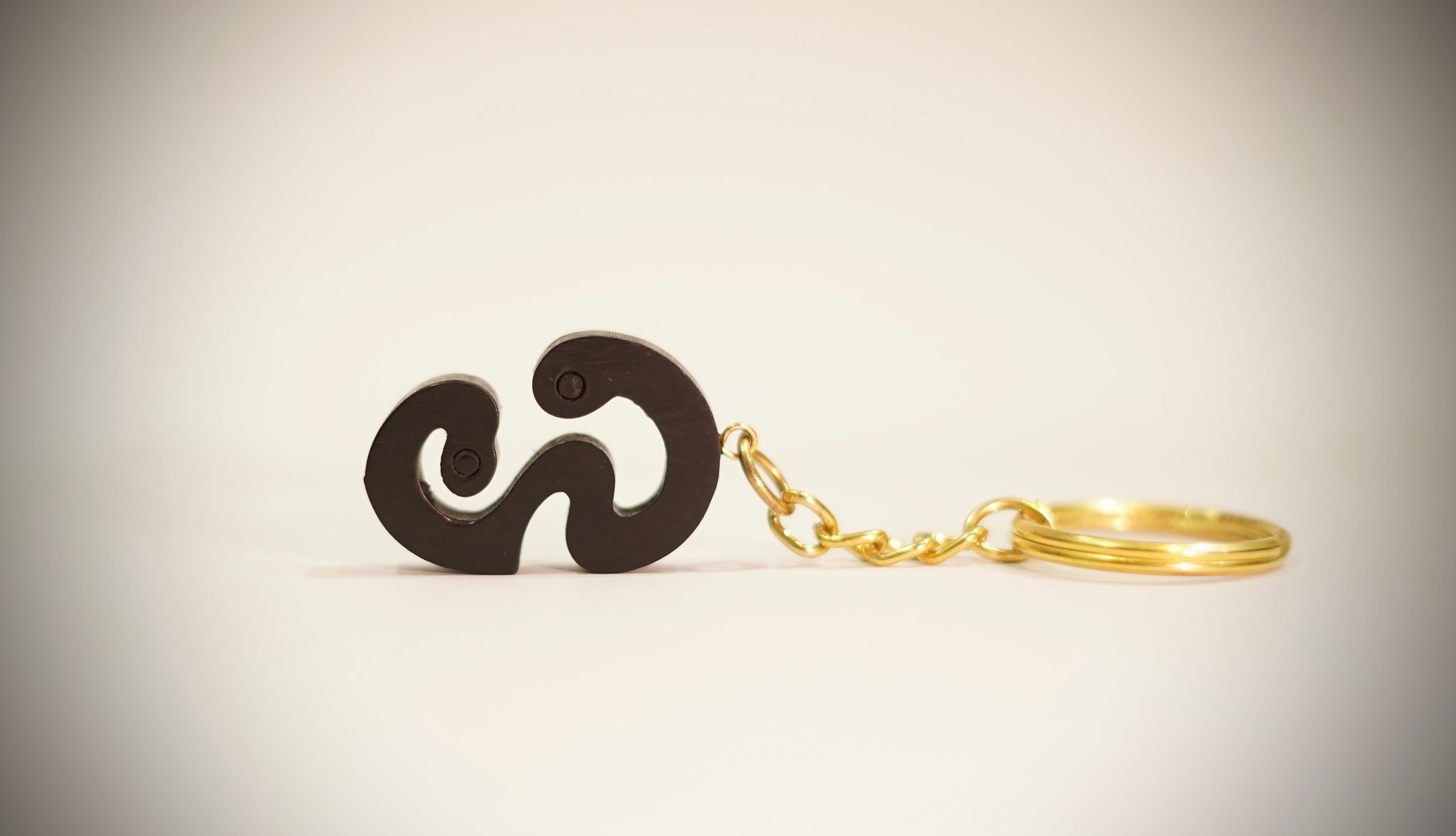 Karungali Wood Key Chain ( Tamil Om ) 1-inch