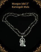 Silver Cap Karungali Mala with Murgan Idol