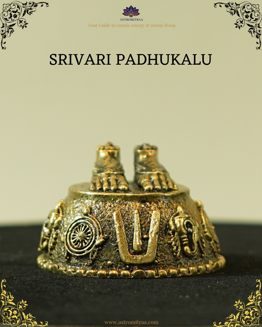 Srivari Padhalu Vaishnava Symbols Yellow Brass (1.8 Inches)