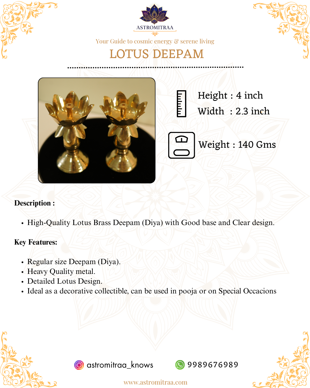 4" Lotus Shaped Deepam (Set of 2)