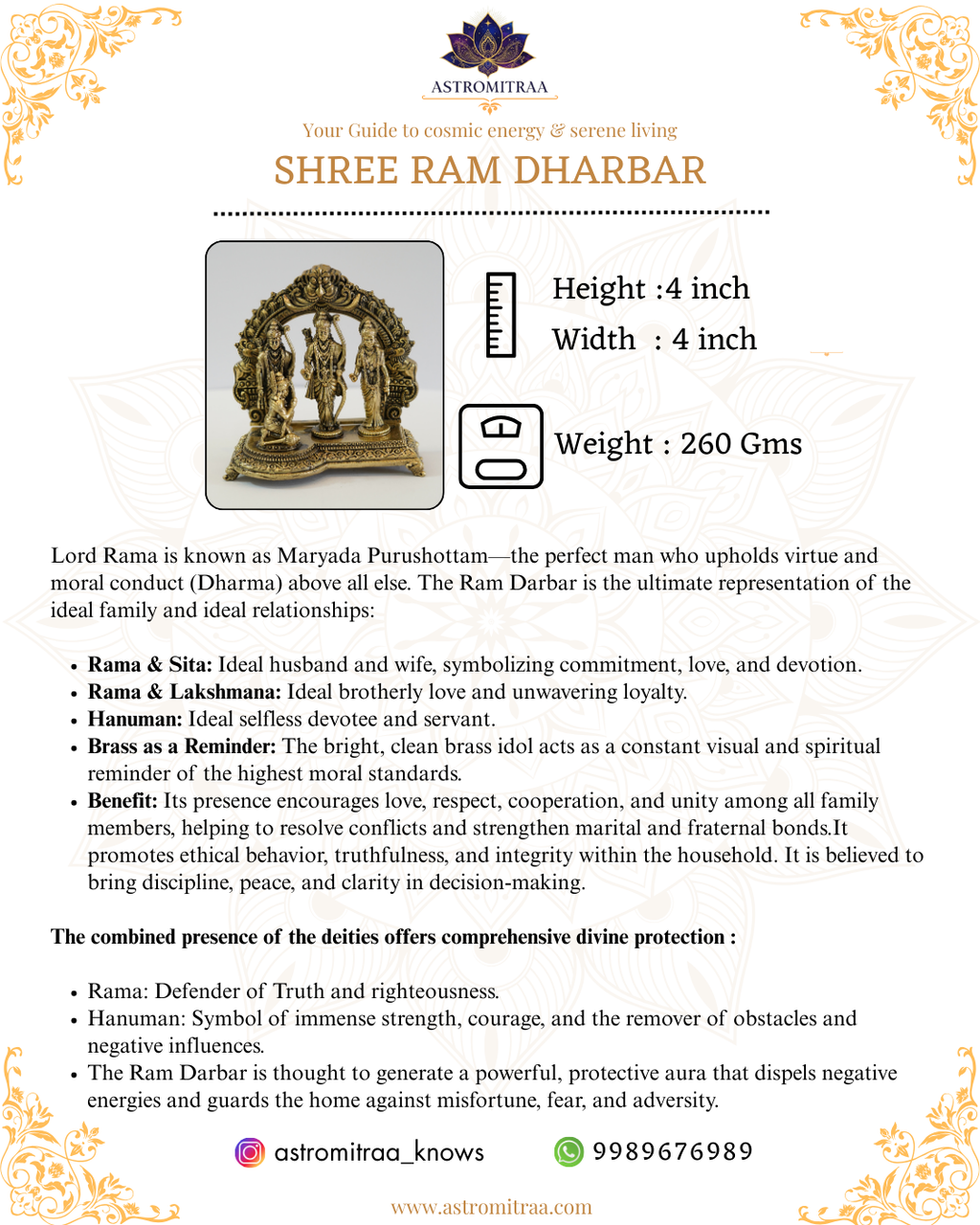 Brass Shri Ram Dharbar Statue