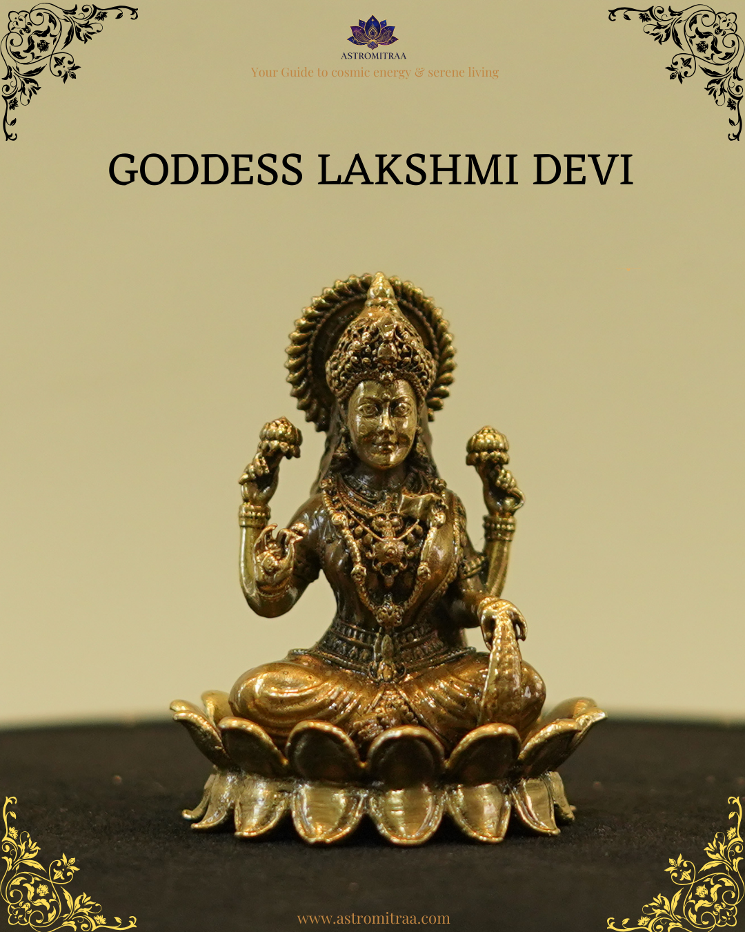 Brass Goddess Lakshmi Devi Statue 2"