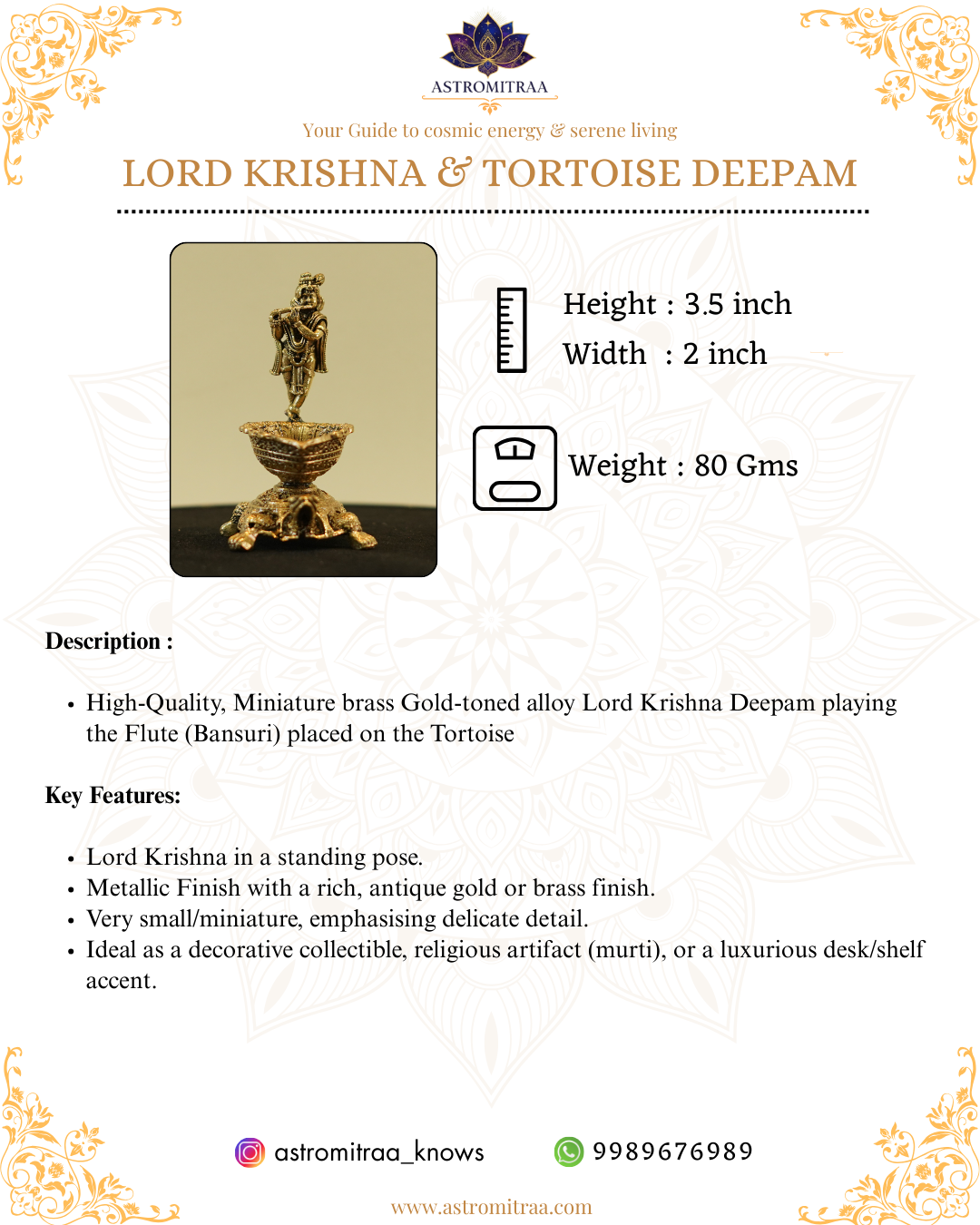Lord Krishna on Tortoise Deepam