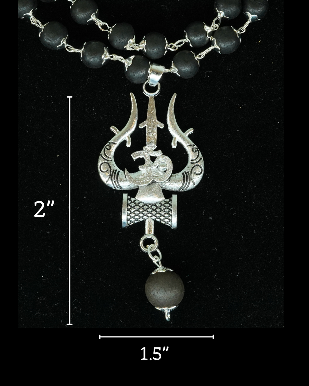 Silver Cap Karungali Mala with Thrisul & Damaruk