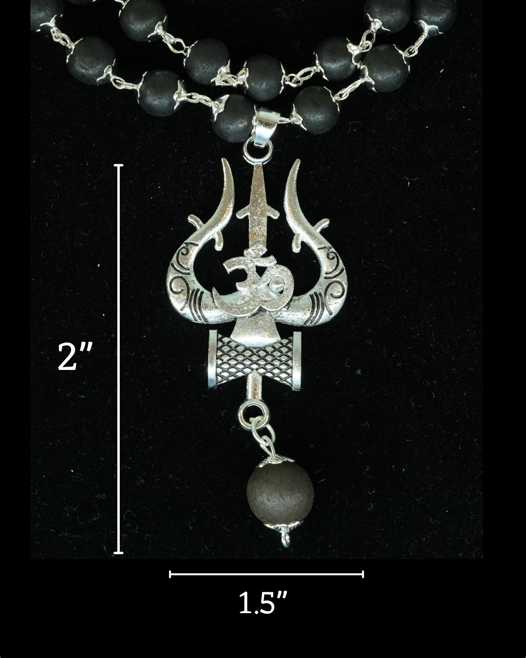 Silver Cap Karungali Mala with Thrisul & Damaruk
