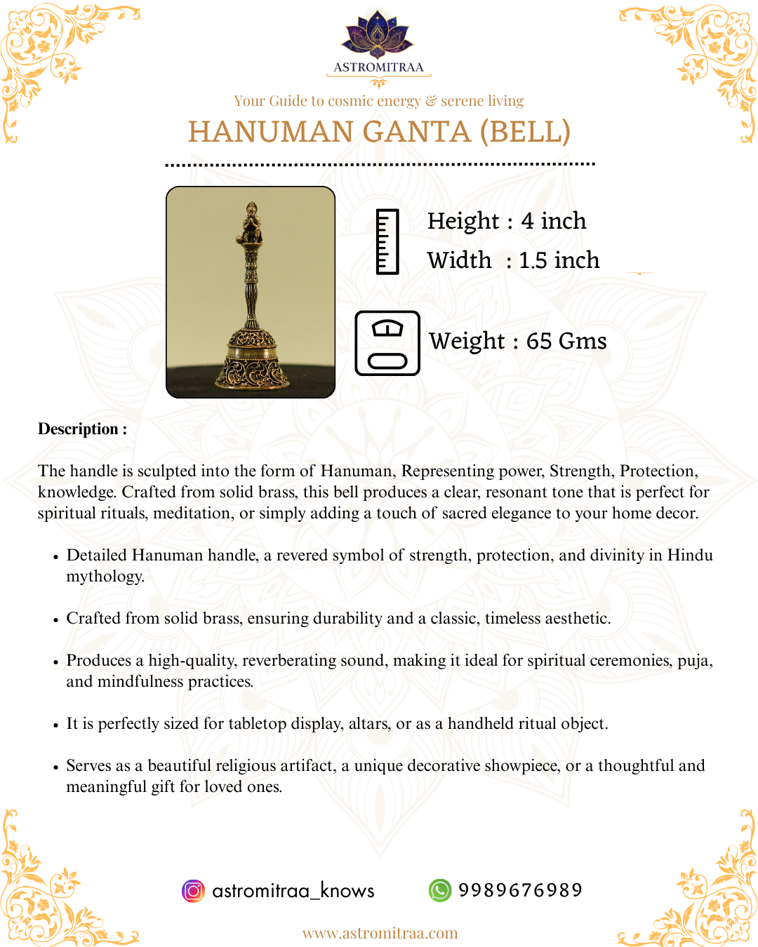 Brass Hanuman Ganta (Bell)