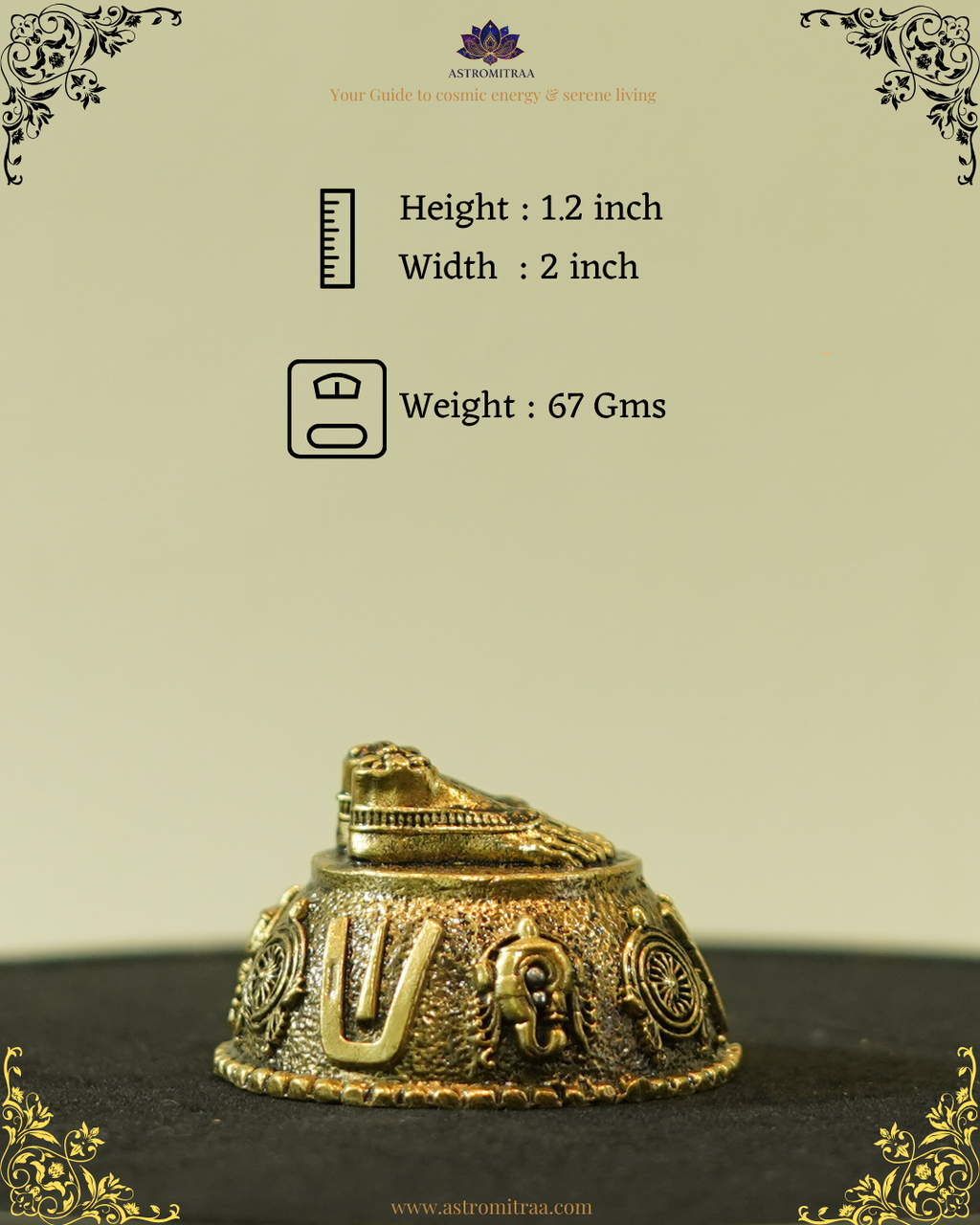 Srivari Padhalu Vaishnava Symbols Yellow Brass (1.8 Inches)