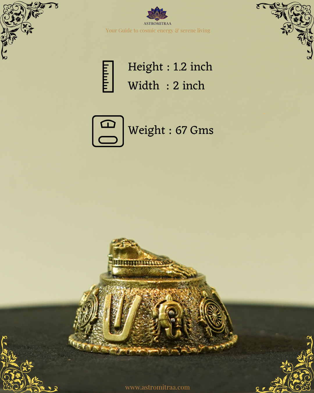 Srivari Padhalu Vaishnava Symbols Yellow Brass (1.8 Inches)